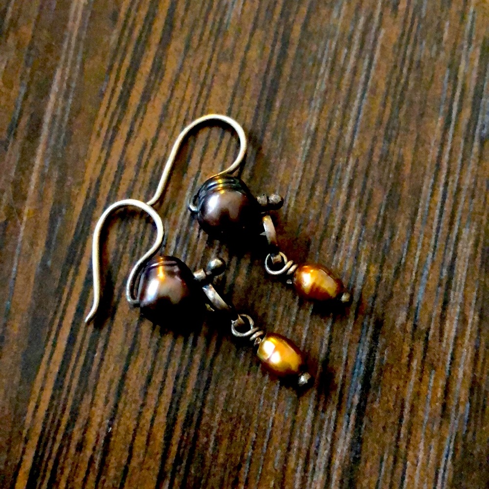 Freshwater pearls crystal drop earrings